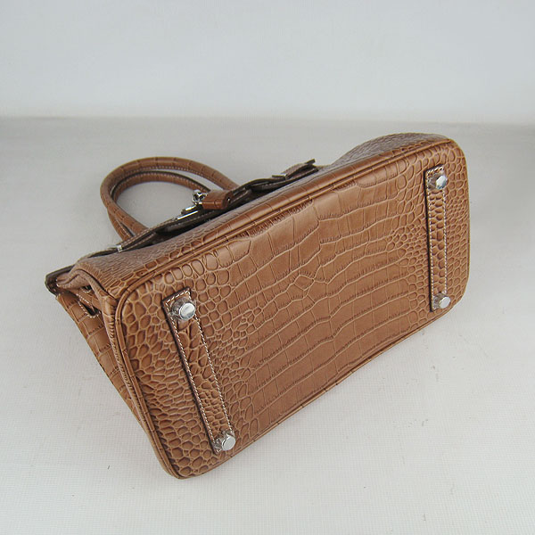 Replica Hermes Birkin 35cm Crocodile Veins Bag Light Coffee 6088 On Sale - Click Image to Close